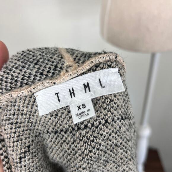 THML Abstract Open Front Cardigan Coatigan XS Longline Sweater Jacket - Picture 5 of 6